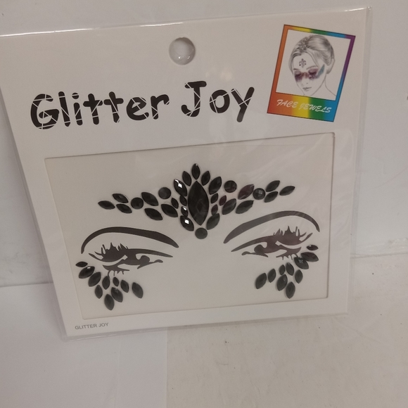 6 pks Glitter Joy Face Gem Jewels  Mask Black Rhinestones NEW - Picture 2 of 10